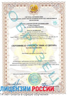 Образец сертификата соответствия аудитора №ST.RU.EXP.00014299-1 Реутов Сертификат ISO 14001